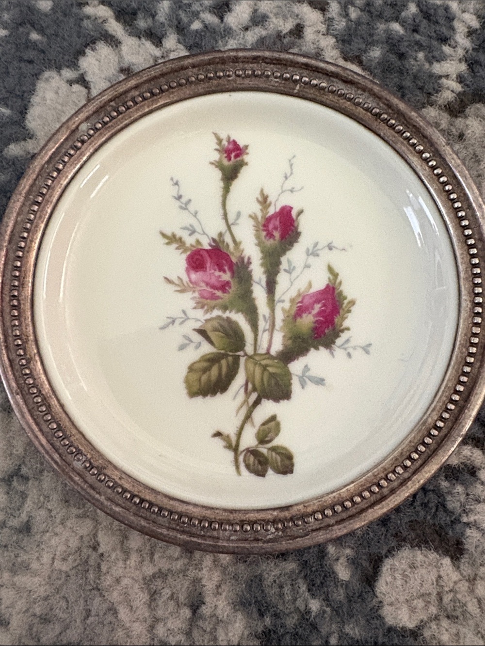 Rosenthal Germany Rose Moss Sterling Silver Coaster plate Vintage